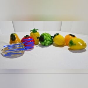 Murano Style Glass Fruit Lot • Vintage Art Glass